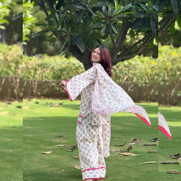 BLUSH BLOOM-3 PIECE PRINTED SUIT